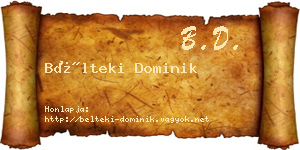 Bélteki Dominik névjegykártya